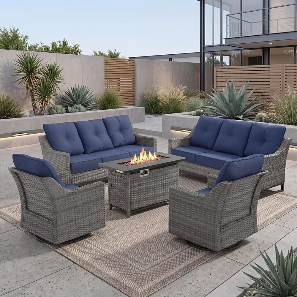 Outdoor Furniture And Fire Pit - 5-Piece Patio Furniture Set with Fire