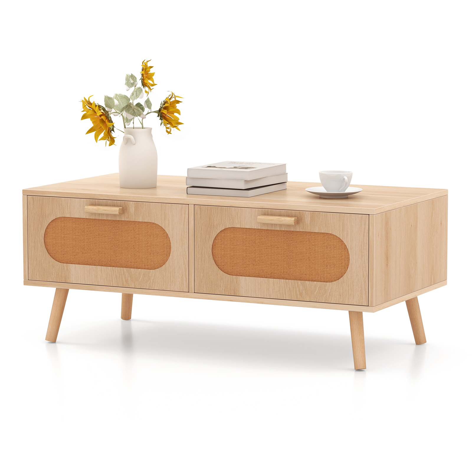 Outdoor Furniture Cafe - Rattan Coffee Table Mid Century Modern