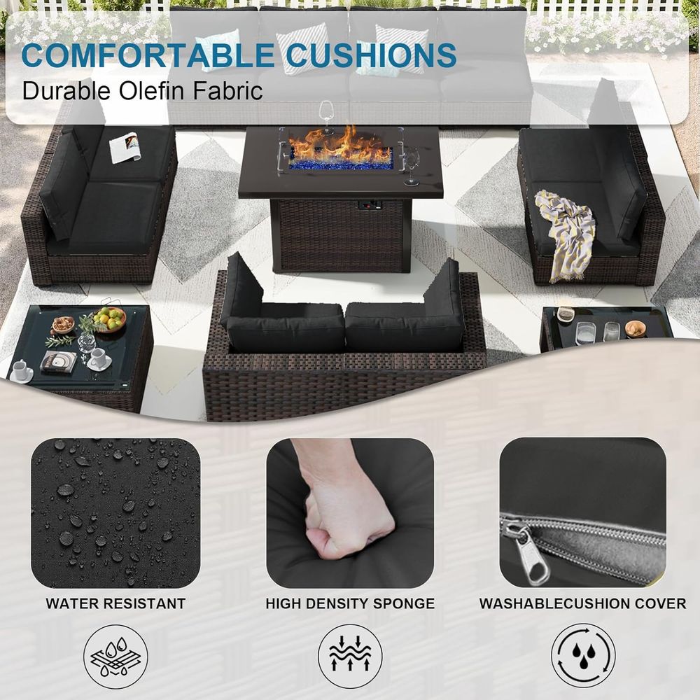 13-Piece Outdoor Sectional Pat - Outdoor Furniture And Fire Pit 评论和价格