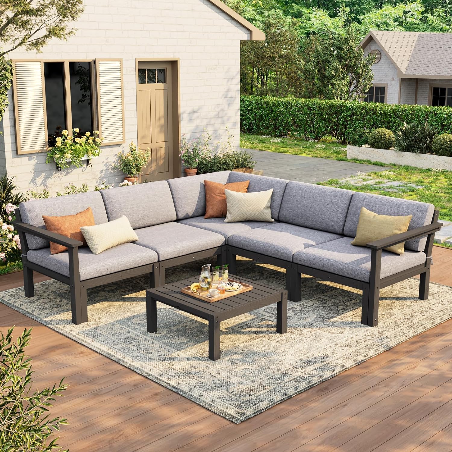6-Piece Patio Sectional Sofa S - Outdoor Furniture Quick Dry 评论和价格