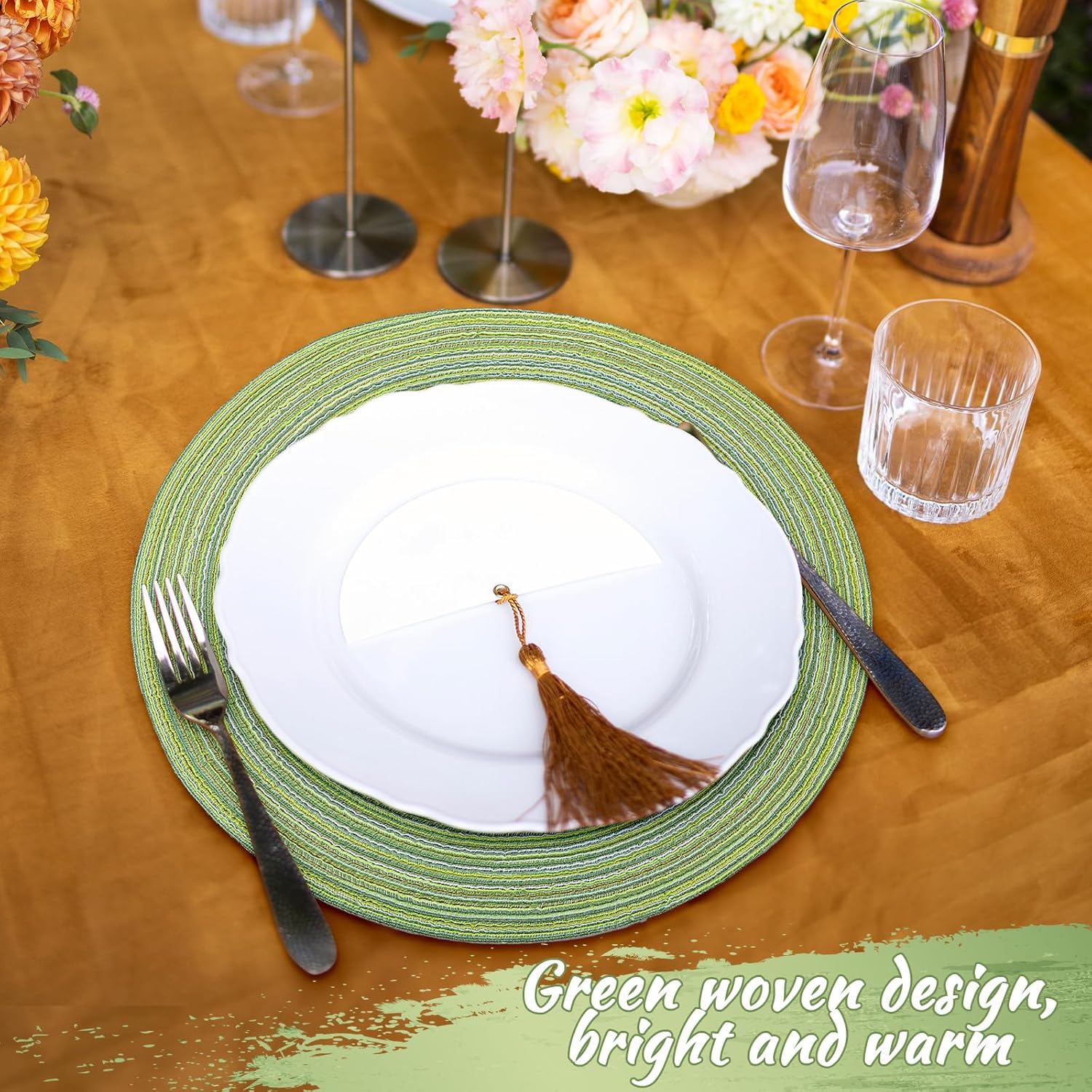 Sage Green Woven Placemats And - Outdoor Furniture Cafe 评论和价格