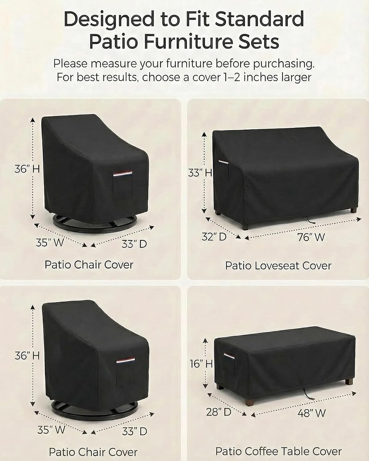 4-Piece Patio Furniture Cover  - Outdoor Furniture Heavy 评论和价格