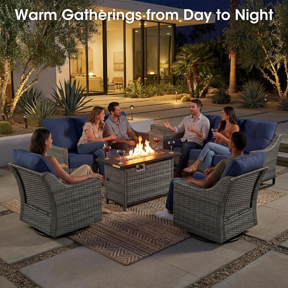 5-Piece Patio Furniture Set wi - Outdoor Furniture And Fire Pit 评论和价格