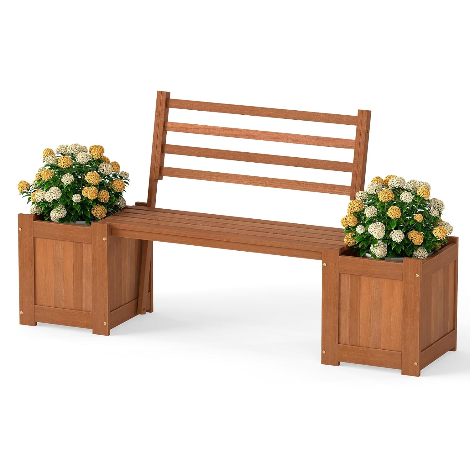 2-in-1 Wood Outdoor Bench with - Outdoor Furniture Oil 评论和价格