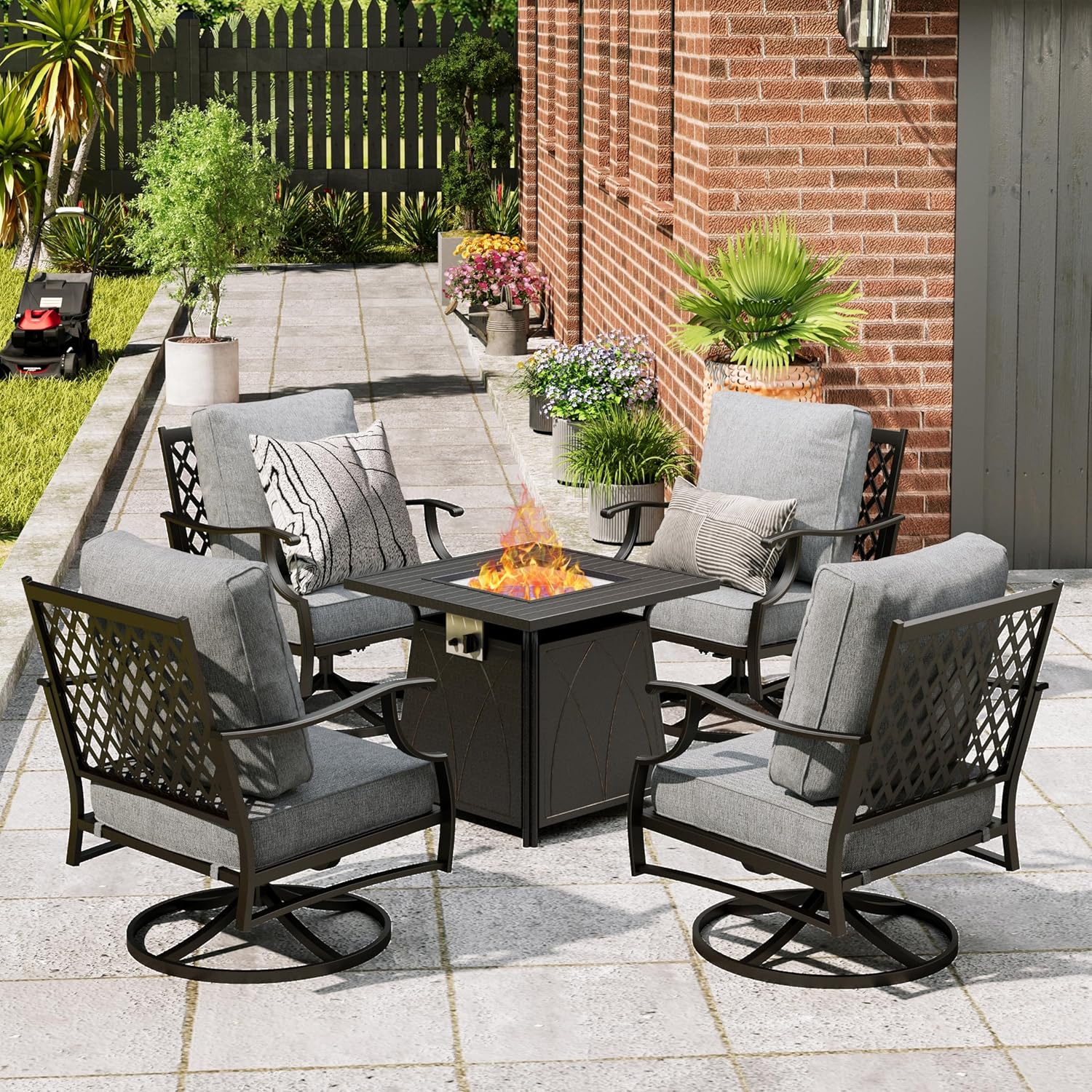 Patio Furniture Set with Fire  - Outdoor Furniture Fire Pit Set 评论和价格