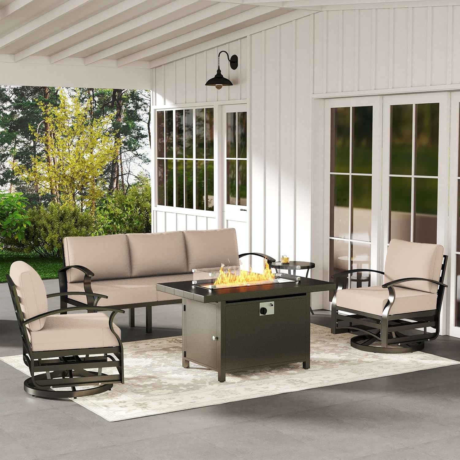 5-seat Aluminum Patio Sectiona - Outdoor Furniture And Fire Pit 评论和价格