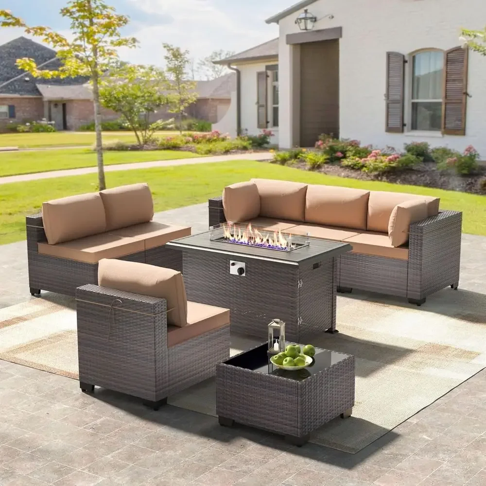 8-Piece Outdoor Patio Furnitur - Outdoor Furniture And Fire Pit 评论和价格