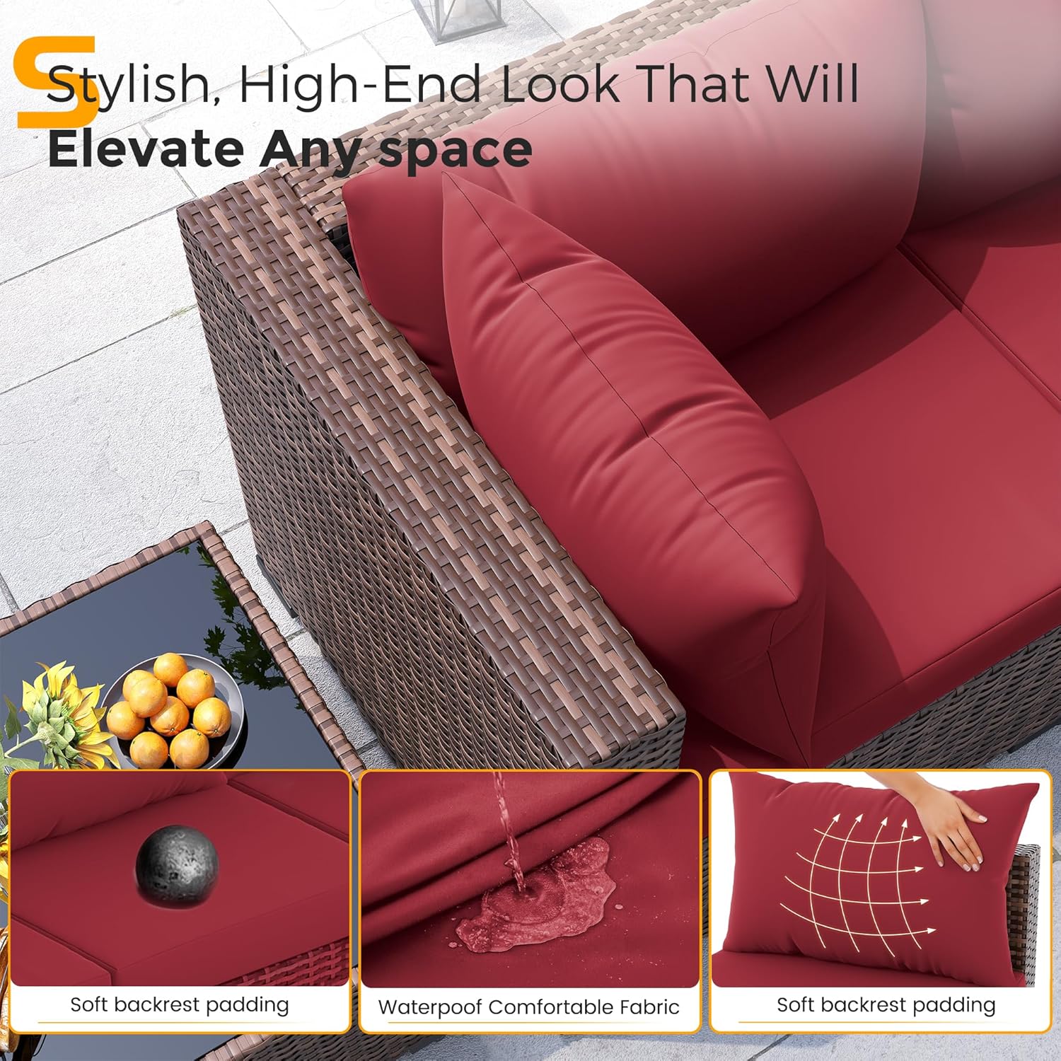 8pc All-Weather Wicker Section - Outdoor Furniture And Fire Pit 评论和价格