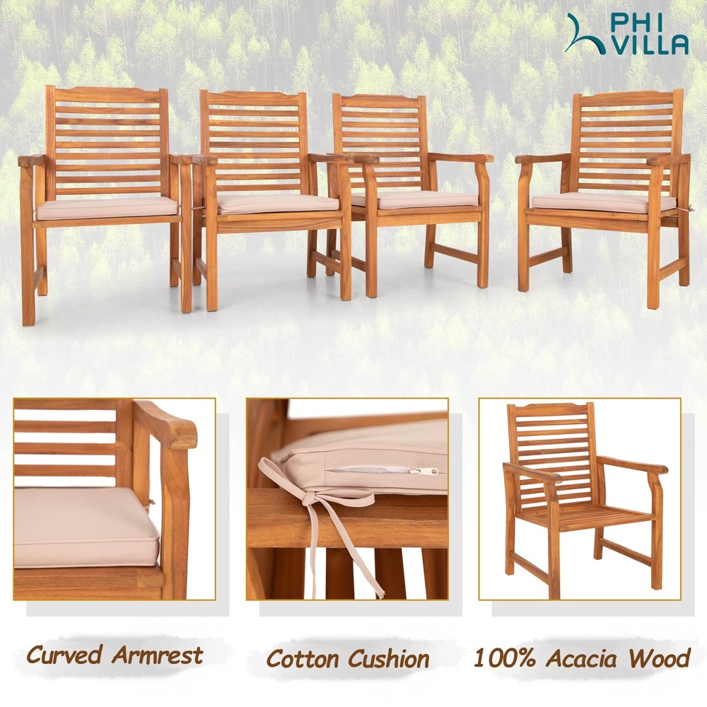 Set of 2 Acacia Wood Dining Ch - Outdoor Furniture Oil 评论和价格