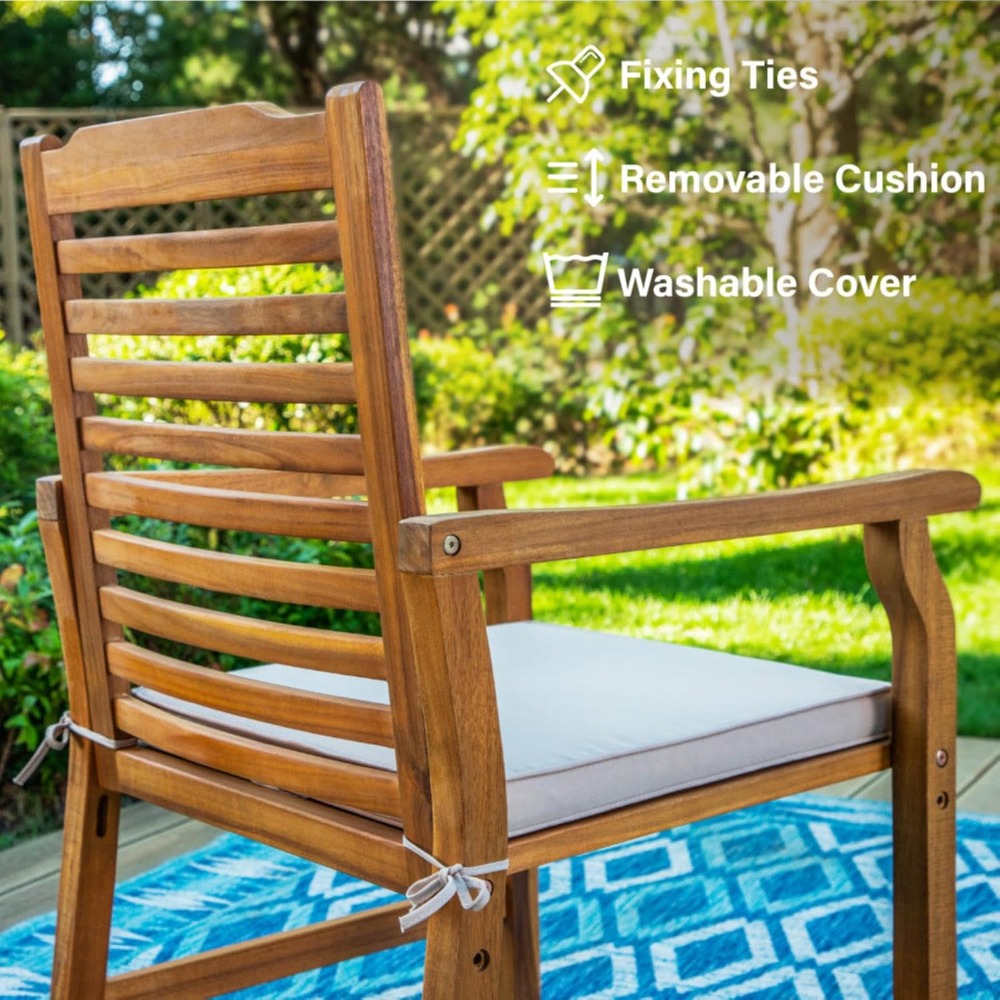 Set of 2 Acacia Wood Dining Ch - Outdoor Furniture Oil 评论和价格