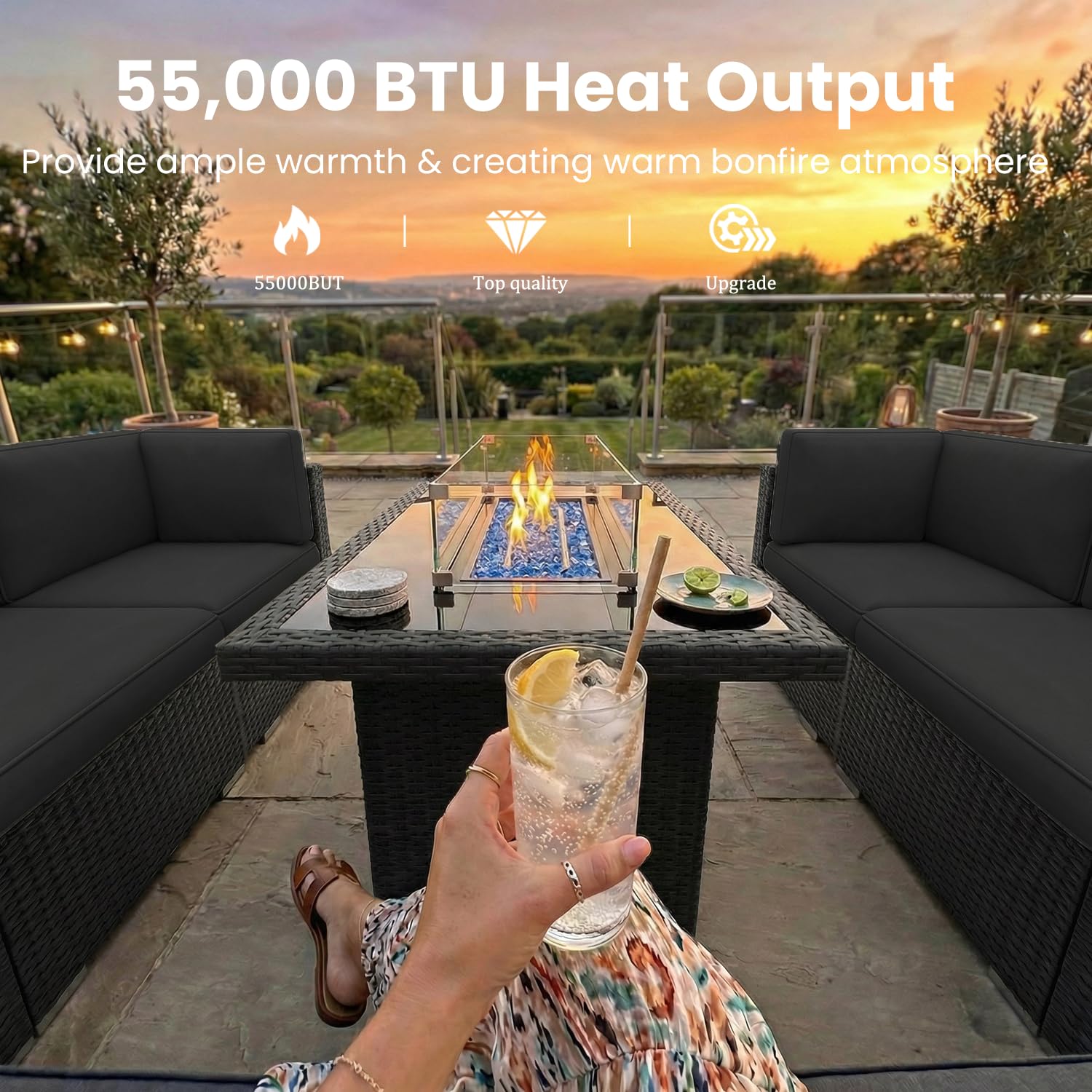 8 Pieces Patio Furniture Set w - Outdoor Furniture And Fire Pit 评论和价格