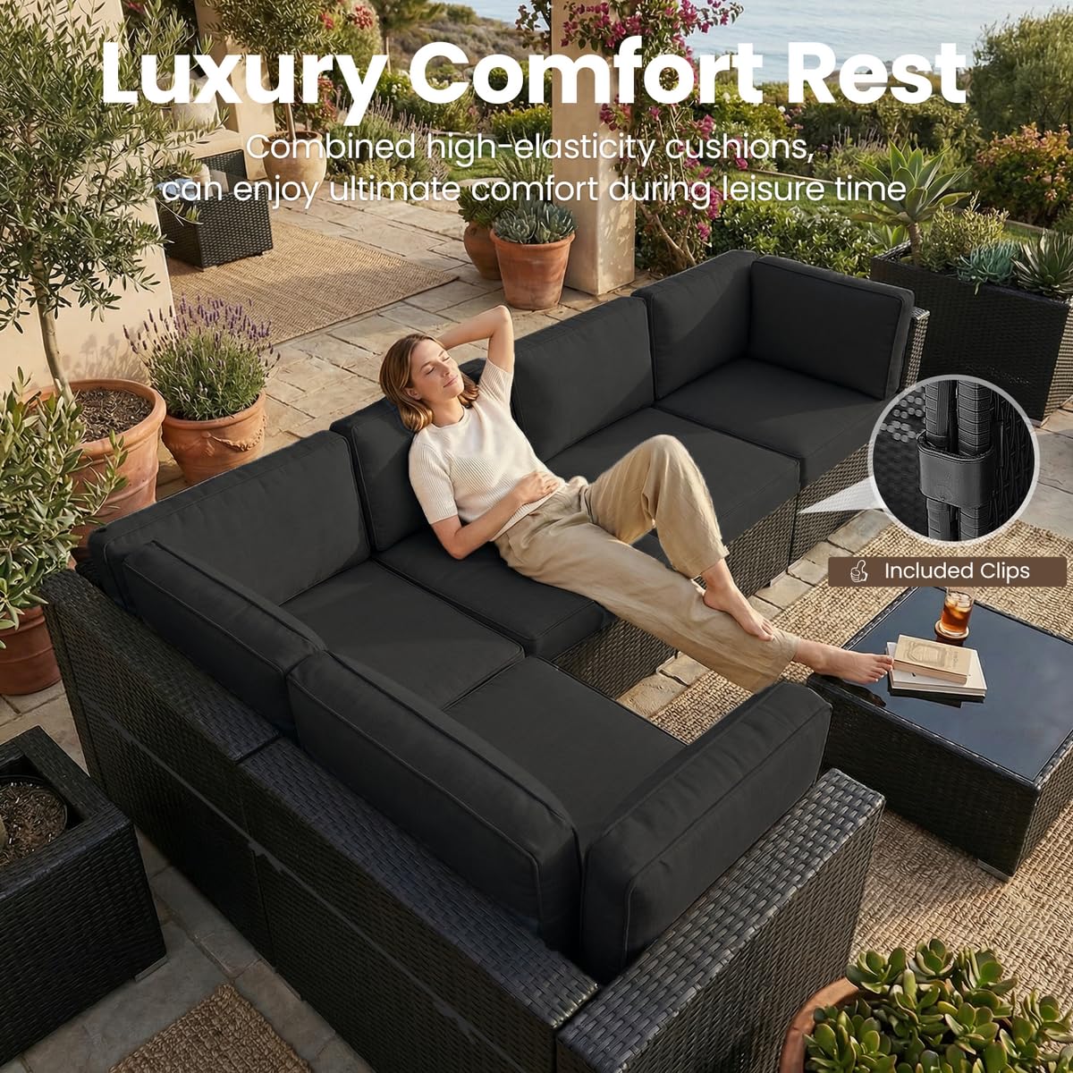 8 Pieces Patio Furniture Set w - Outdoor Furniture And Fire Pit 评论和价格
