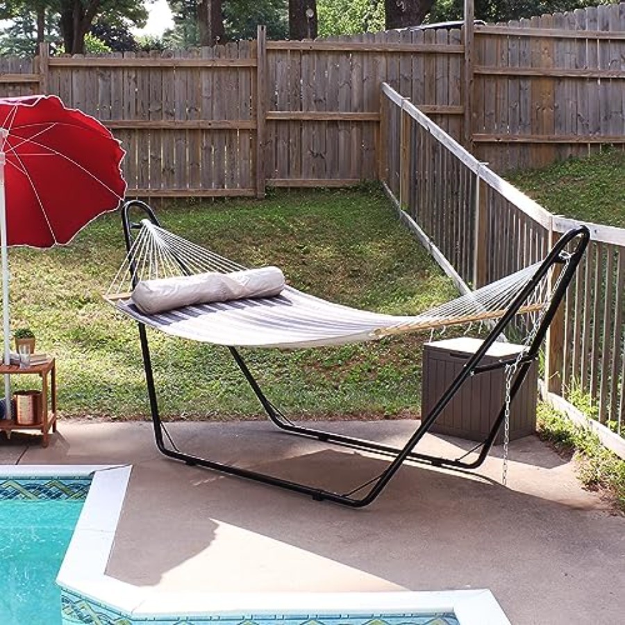Quilted Double Hammock with St - Outdoor Furniture Quick Dry 评论和价格