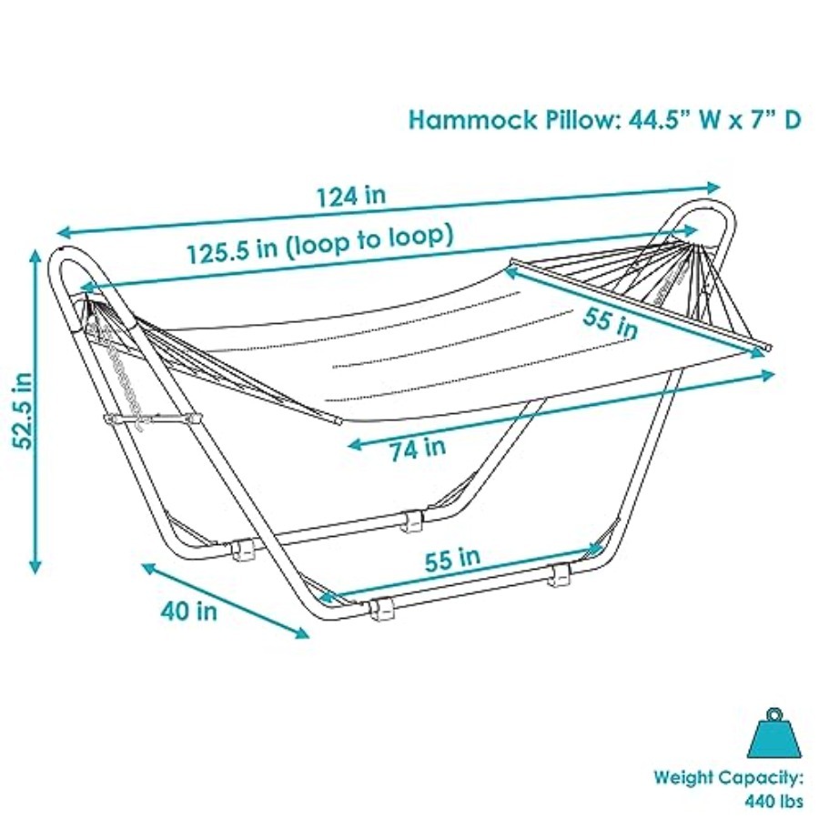 Quilted Double Hammock with St - Outdoor Furniture Quick Dry 评论和价格
