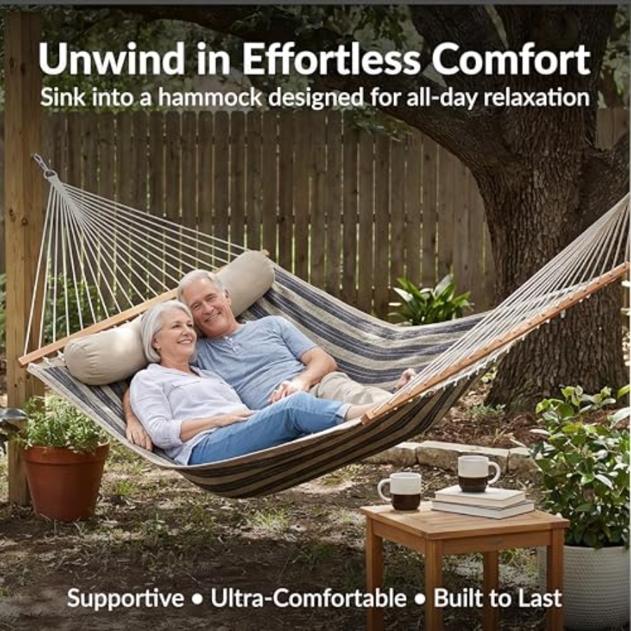 Quilted Double Hammock with St - Outdoor Furniture Quick Dry 评论和价格