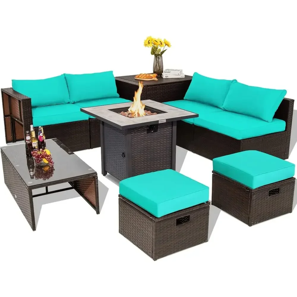 9-Piece Outdoor Patio Furnitur - Outdoor Furniture And Fire Pit 评论和价格