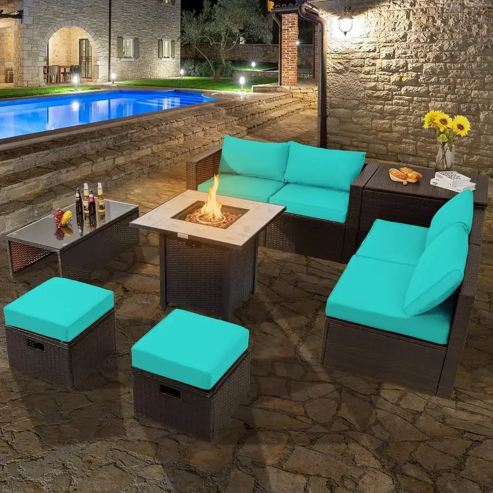 9-Piece Outdoor Patio Furnitur - Outdoor Furniture And Fire Pit 评论和价格