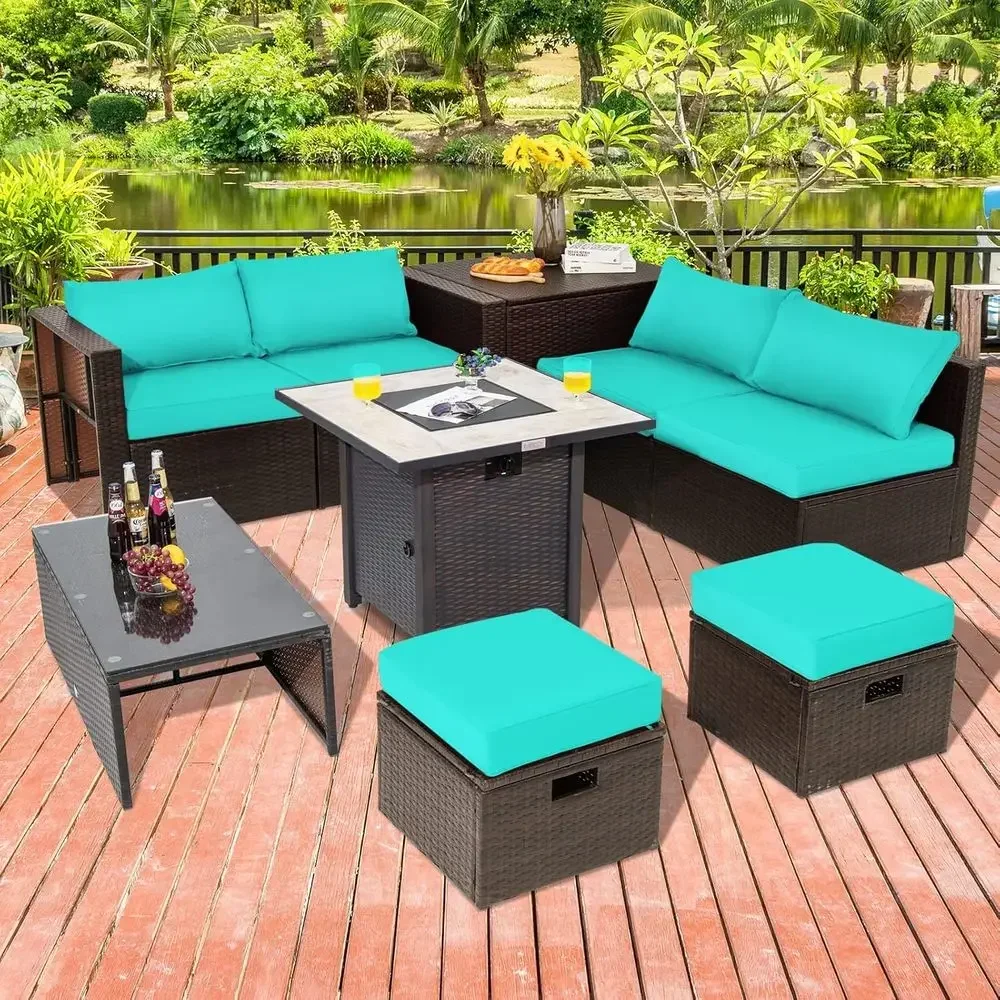 9-Piece Outdoor Patio Furnitur - Outdoor Furniture And Fire Pit 评论和价格