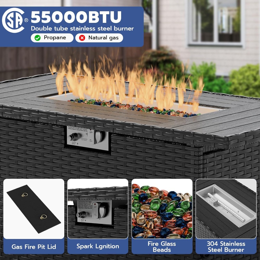7 Piece Outdoor Sectional Sofa - Outdoor Furniture Fire Pit Set 评论和价格