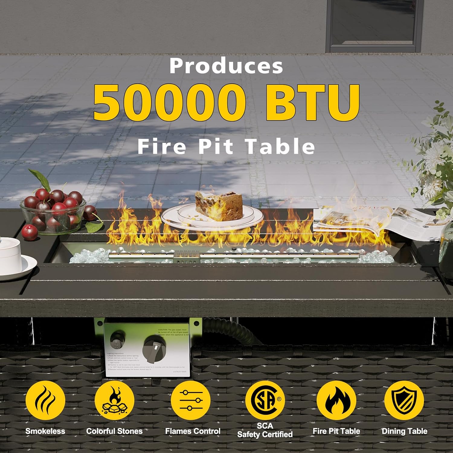 Patio Furniture Set with Fire  - Outdoor Furniture And Fire Pit 评论和价格