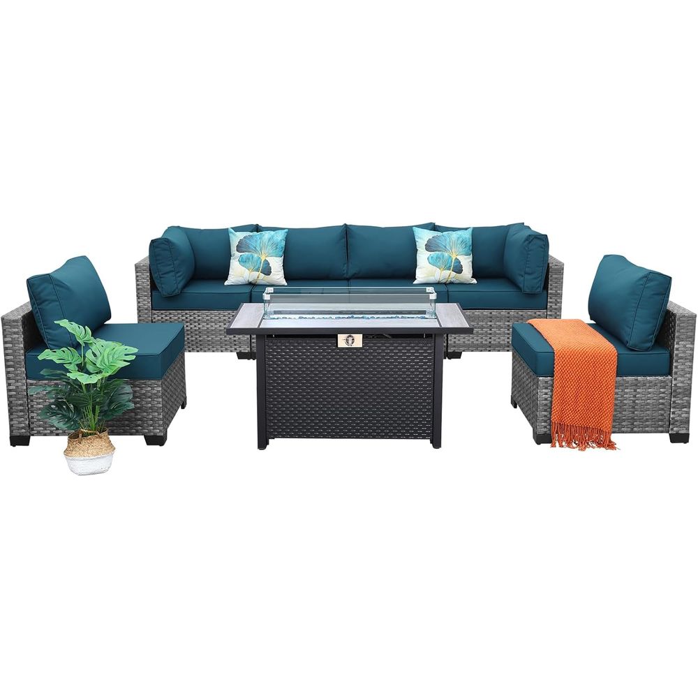 7-Piece Outdoor Wicker Patio F - Outdoor Furniture And Fire Pit 评论和价格
