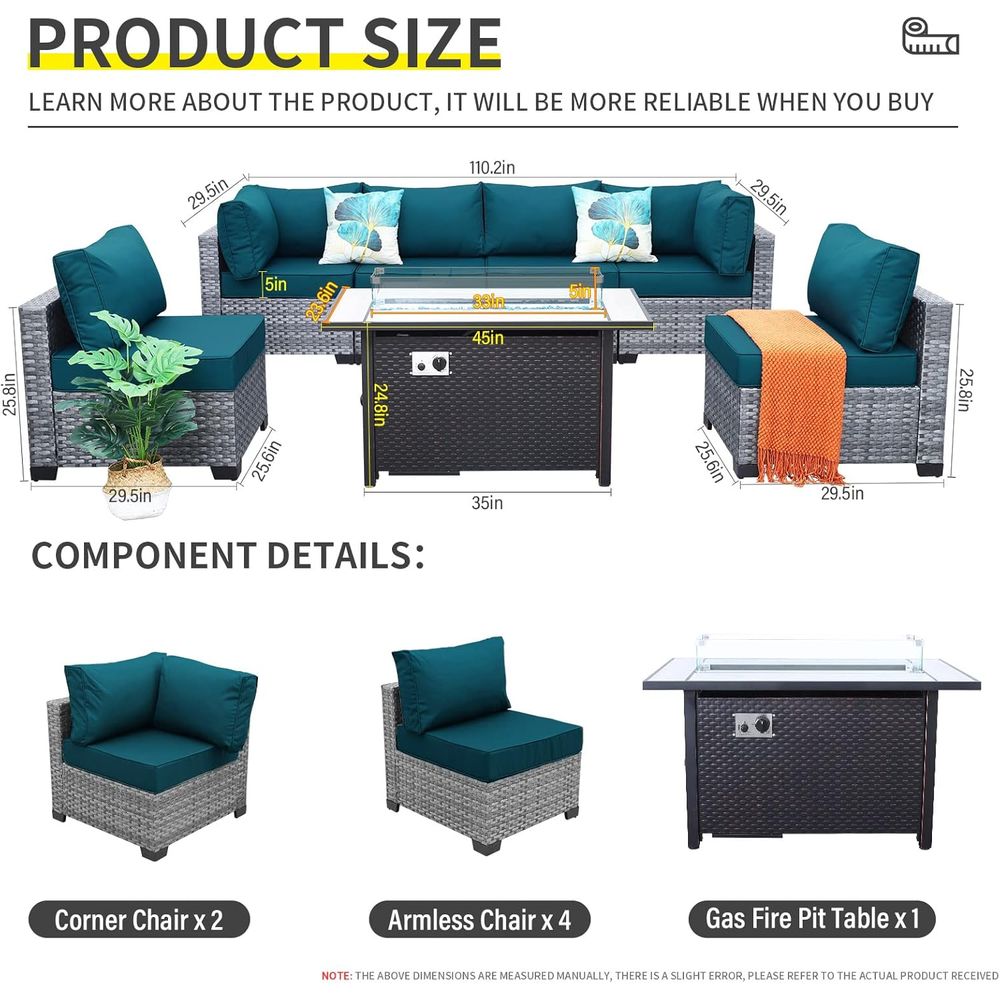 7-Piece Outdoor Wicker Patio F - Outdoor Furniture And Fire Pit 评论和价格