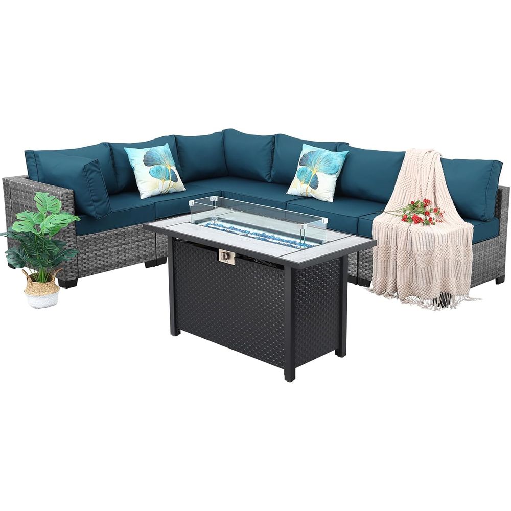 7-Piece Outdoor Wicker Patio F - Outdoor Furniture And Fire Pit 评论和价格