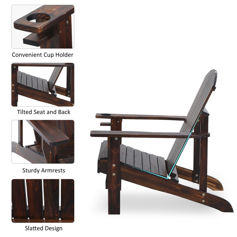 Outsunny Wooden Adirondack Cha - Outdoor Furniture And Fire Pit 评论和价格