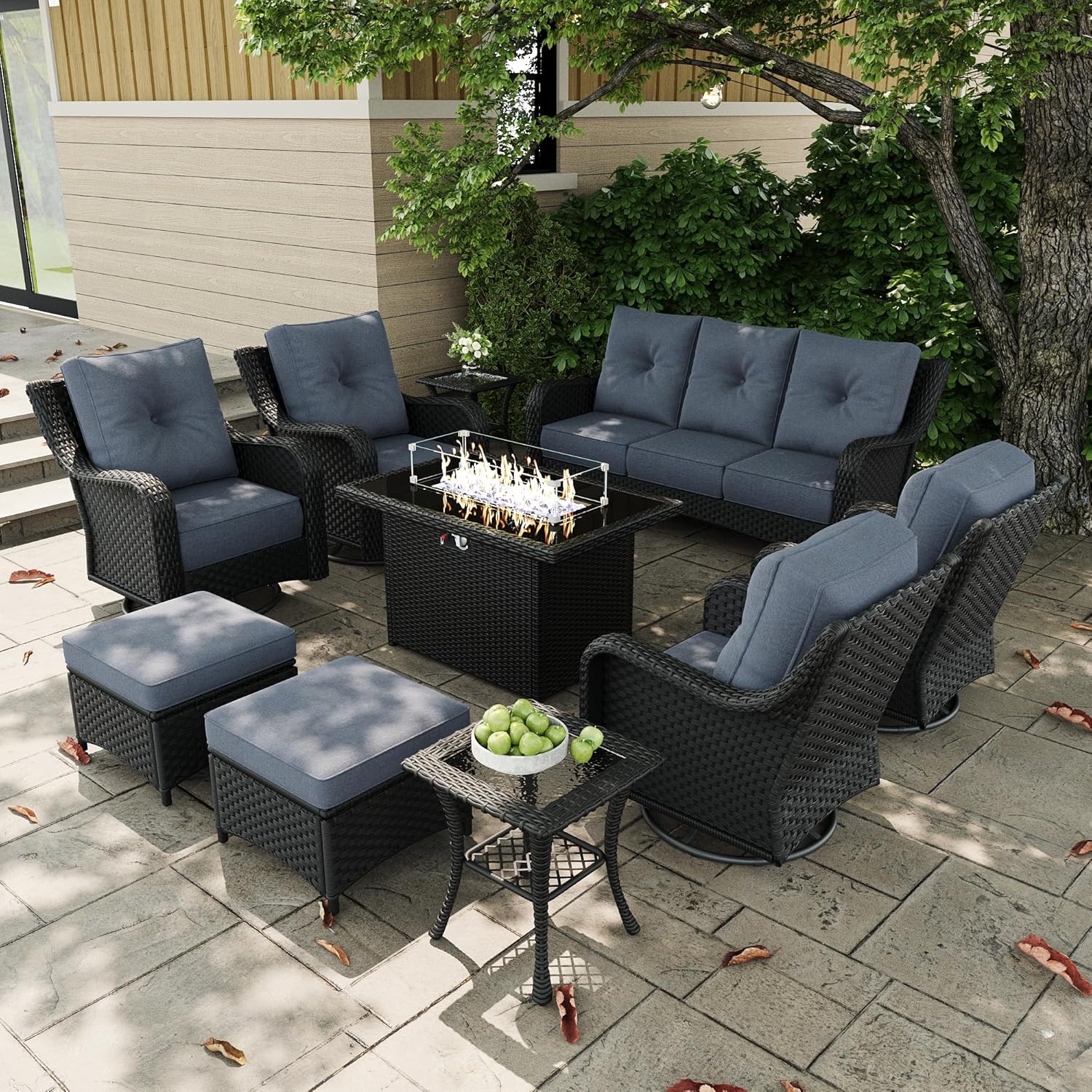 10 Pieces Outdoor Patio Furnit - Outdoor Furniture And Fire Pit 评论和价格
