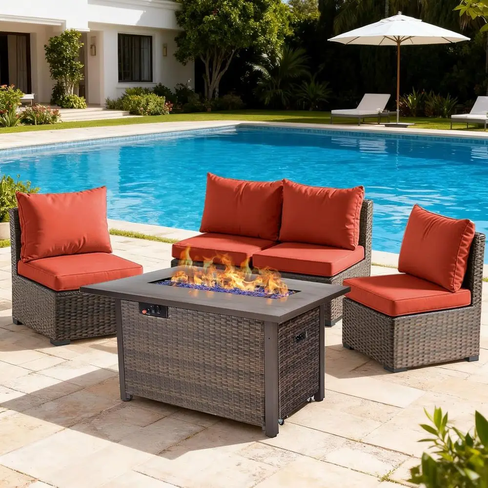 5-Piece Patio Furniture Set wi - Outdoor Furniture And Fire Pit 评论和价格