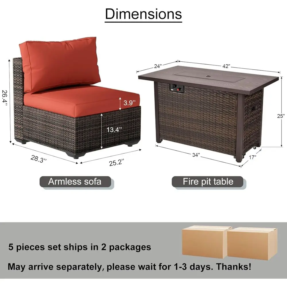 5-Piece Patio Furniture Set wi - Outdoor Furniture And Fire Pit 评论和价格