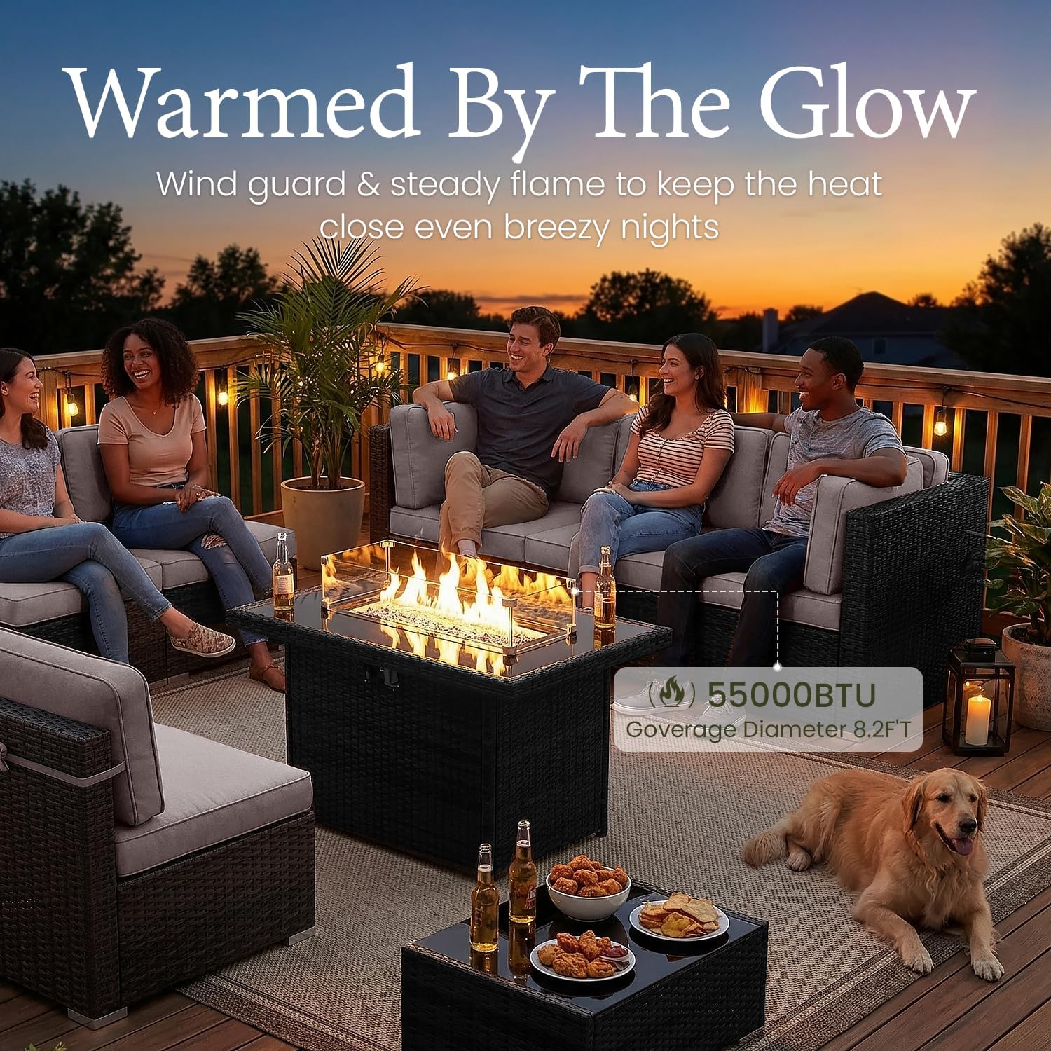 15 Piece Patio Furniture Set w - Outdoor Furniture And Fire Pit 评论和价格
