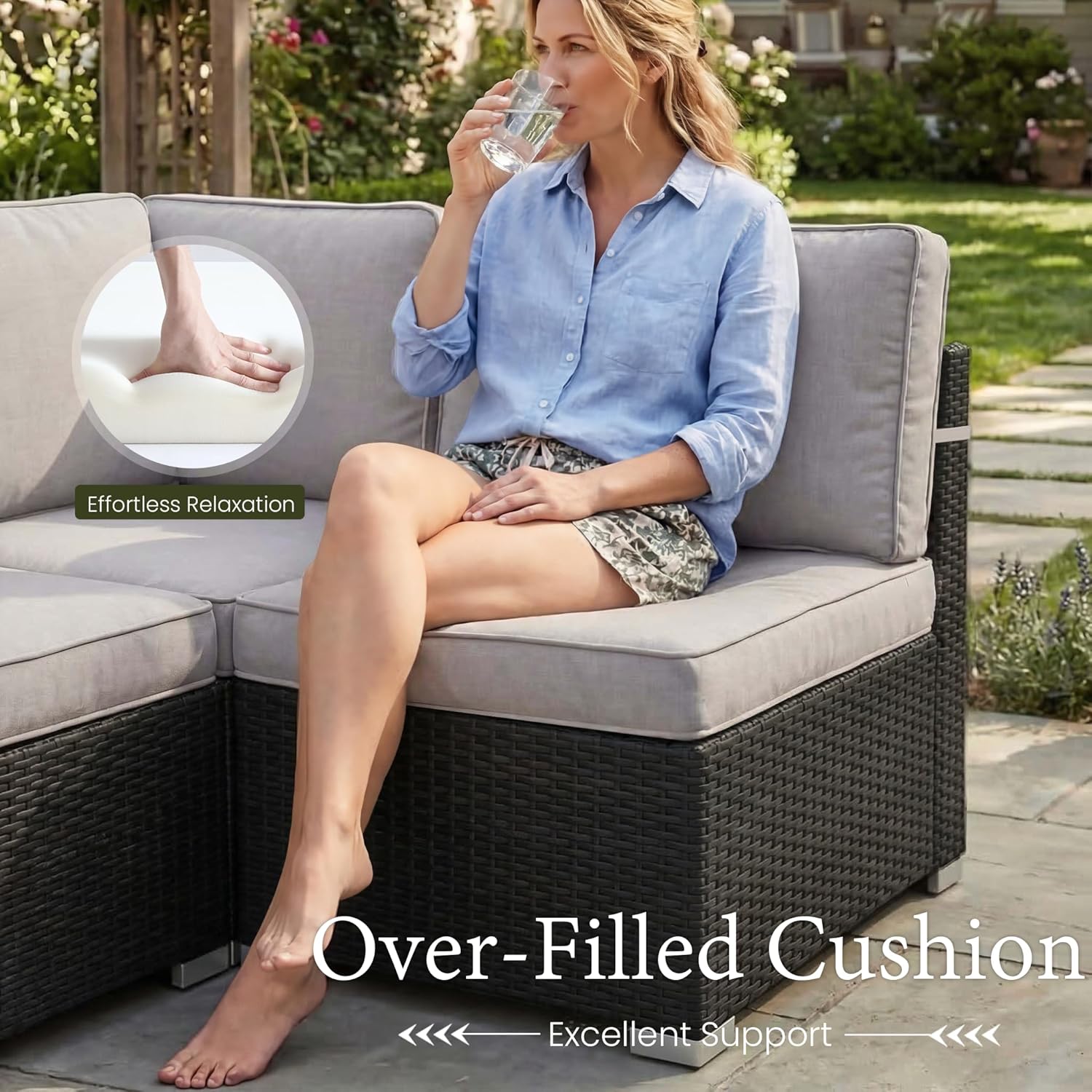15 Piece Patio Furniture Set w - Outdoor Furniture And Fire Pit 评论和价格