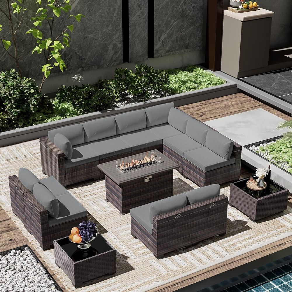 13-Piece Outdoor Sectional Pat - Outdoor Furniture And Fire Pit 评论和价格