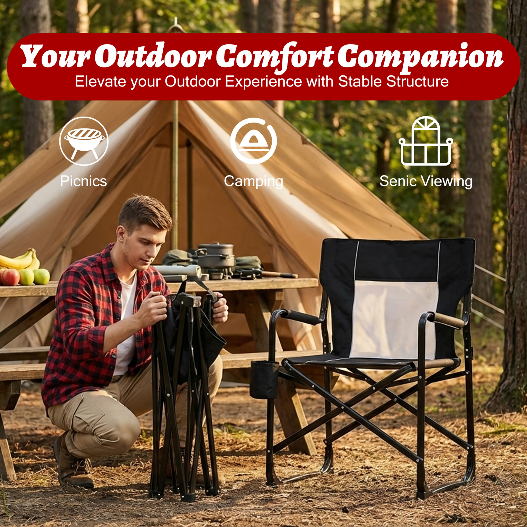 JHK Outdoor Folding Rocking Ch - Outdoor Furniture Replacement Fabric 评论和价格