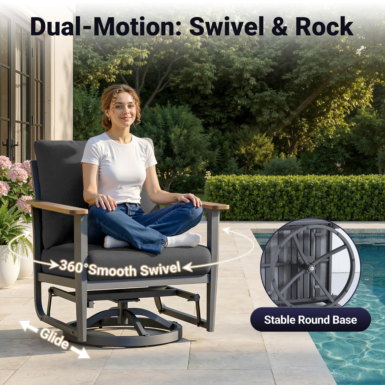 5pc Aluminum Patio Set Swivel  - Outdoor Furniture And Fire Pit 评论和价格