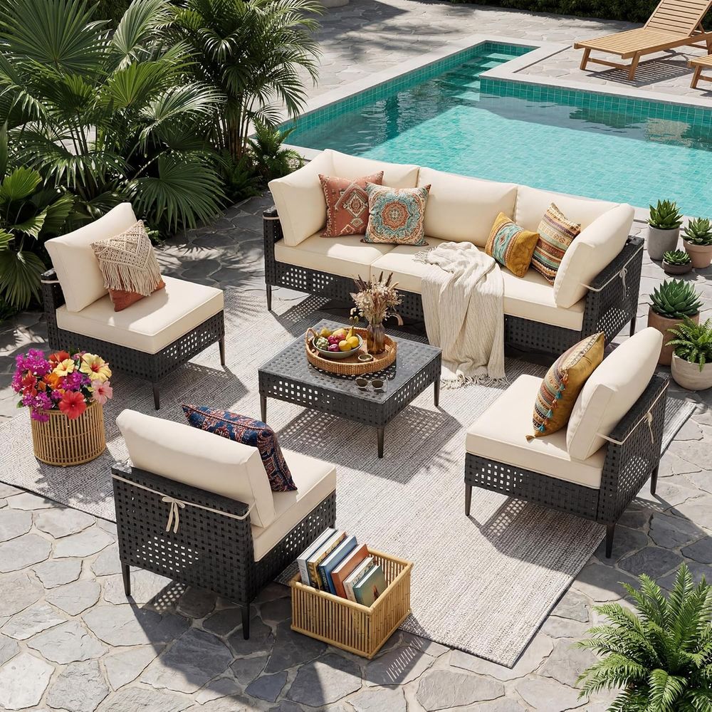 7-Piece High-Leg Outdoor Secti - Outdoor Furniture Cafe 评论和价格