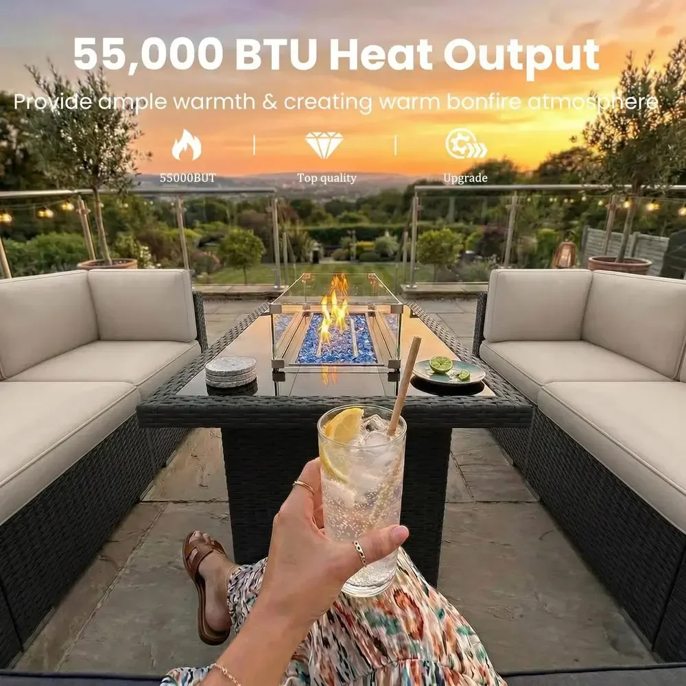 8-Piece Outdoor Patio Furnitur - Outdoor Furniture And Fire Pit 评论和价格