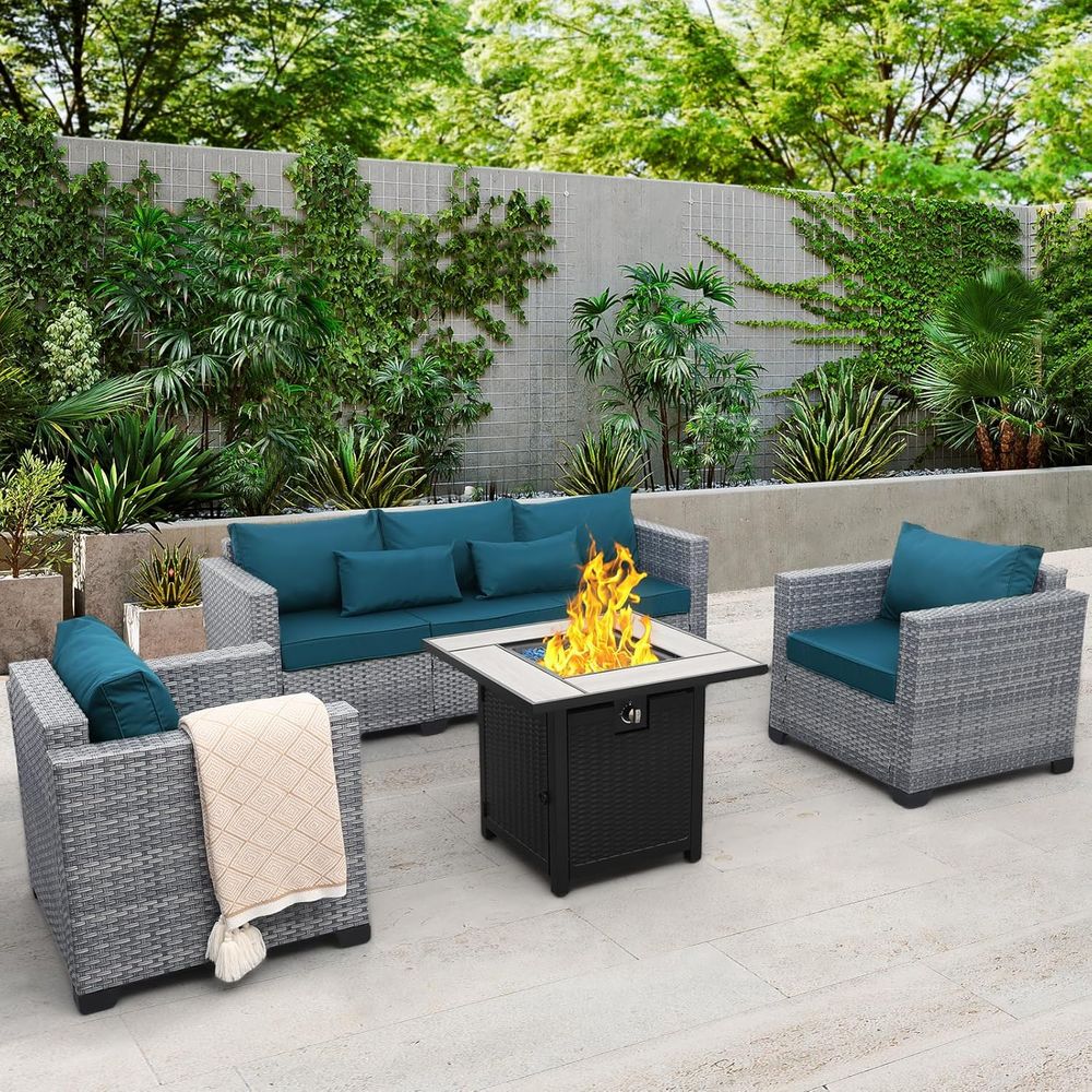 4-Piece Outdoor Wicker Patio F - Outdoor Furniture And Fire Pit 评论和价格