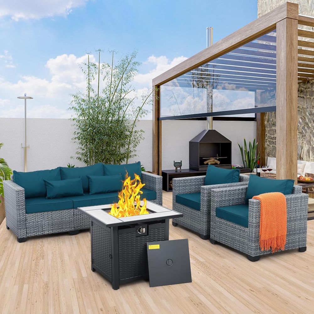 4-Piece Outdoor Wicker Patio F - Outdoor Furniture And Fire Pit 评论和价格