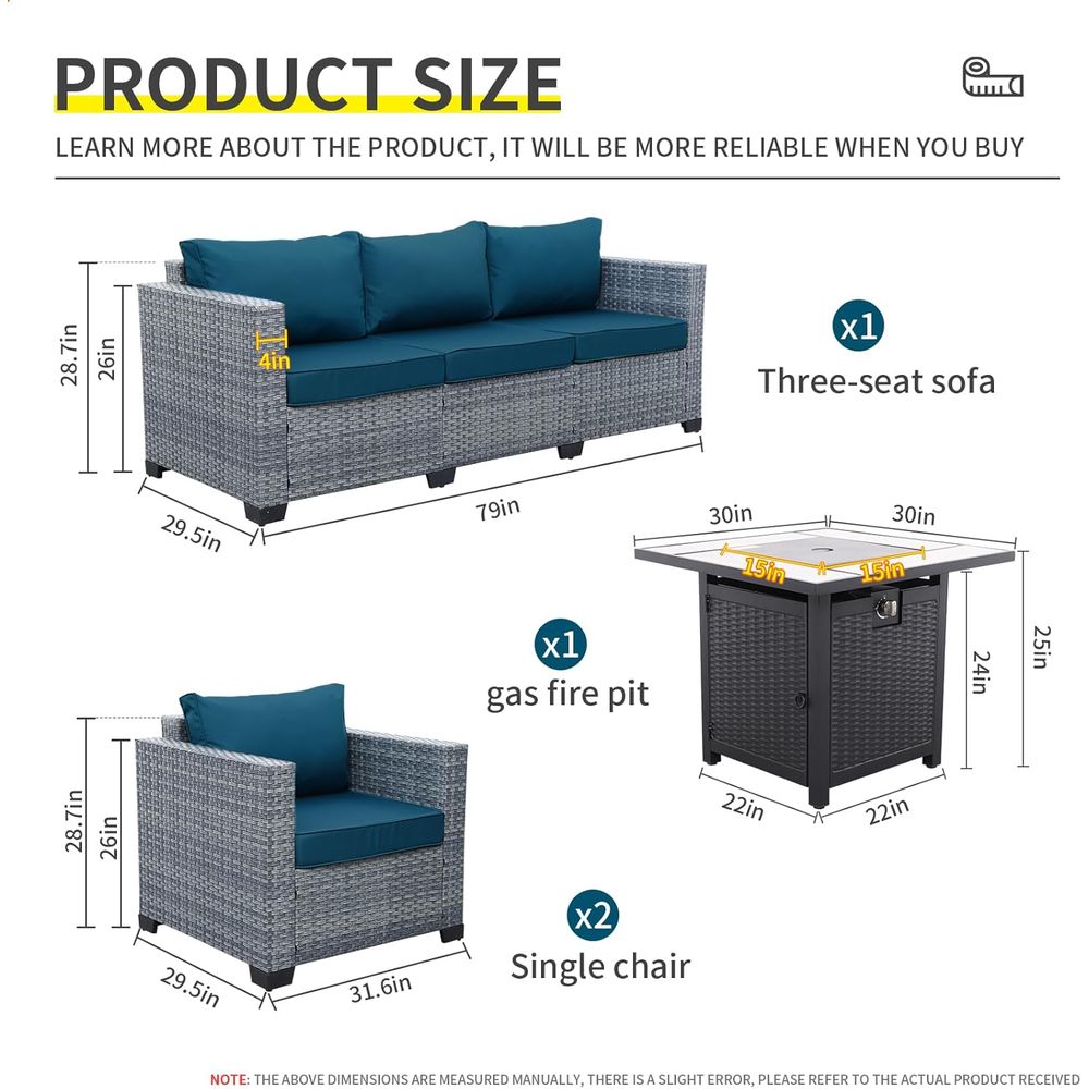 4-Piece Outdoor Wicker Patio F - Outdoor Furniture And Fire Pit 评论和价格