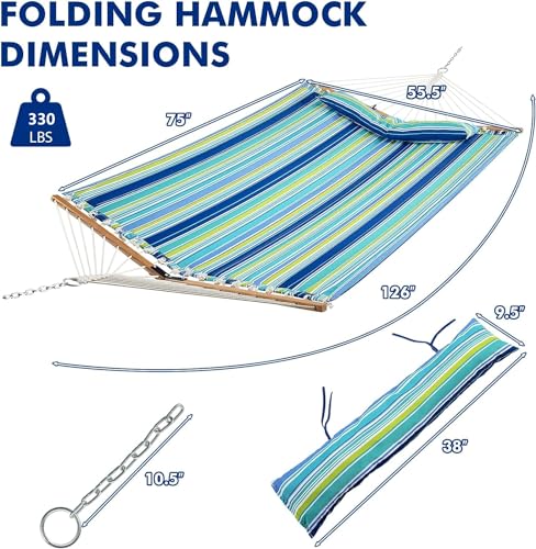 10.5 Feet Double Hammock With  - Outdoor Furniture Quick Dry 评论和价格