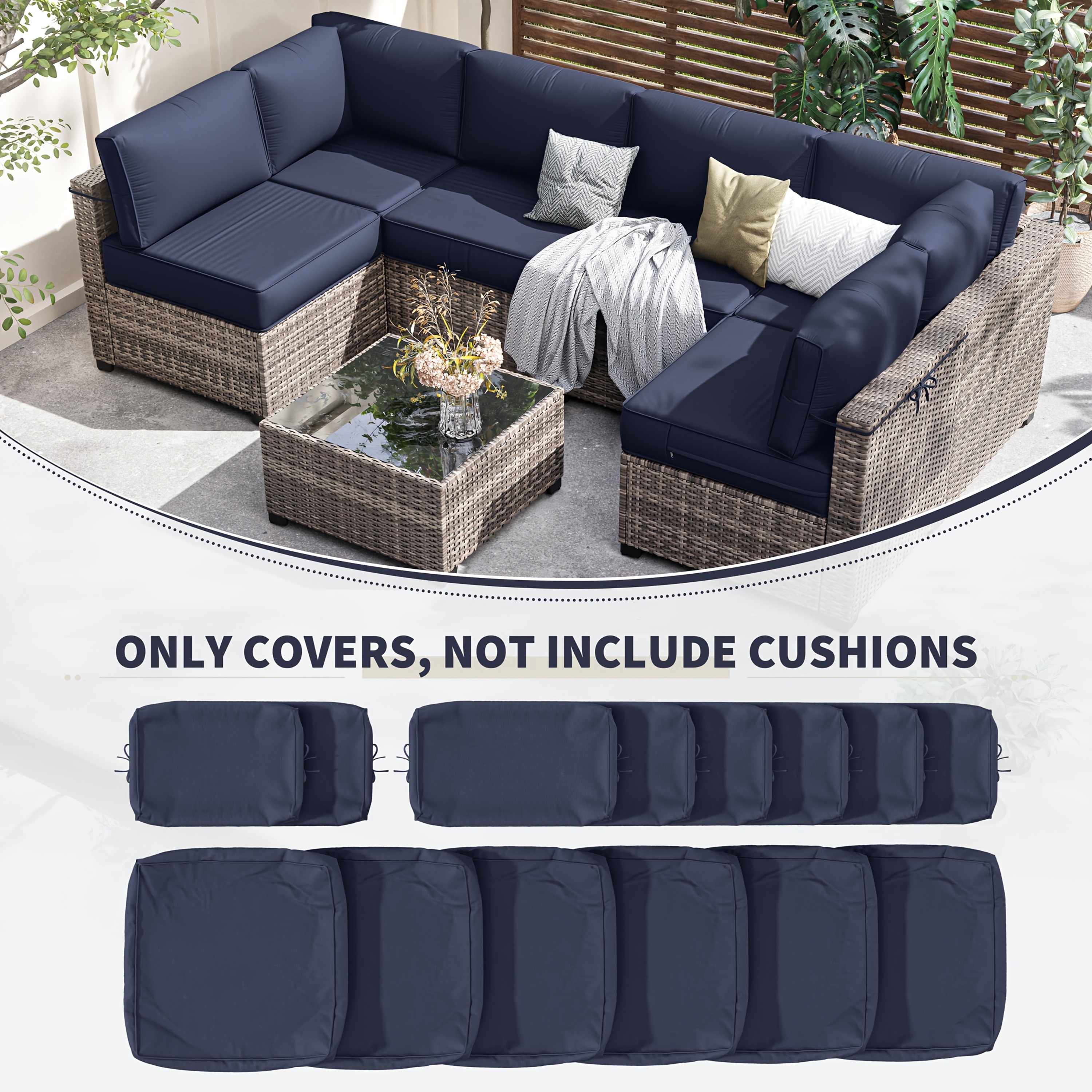 14pcs Outdoor Cushion Covers - - Outdoor Furniture Replacement Fabric 评论和价格