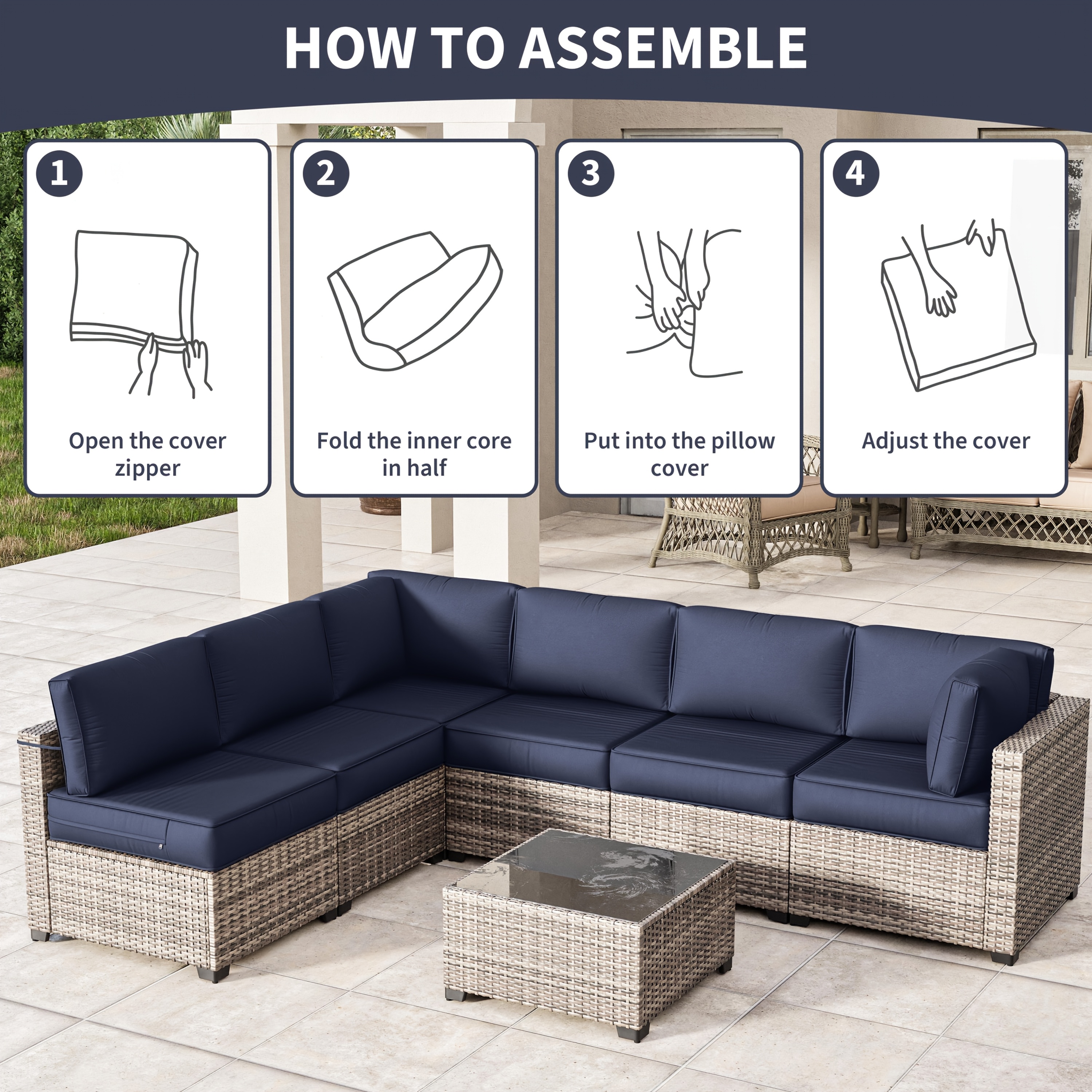 14pcs Outdoor Cushion Covers - - Outdoor Furniture Replacement Fabric 评论和价格