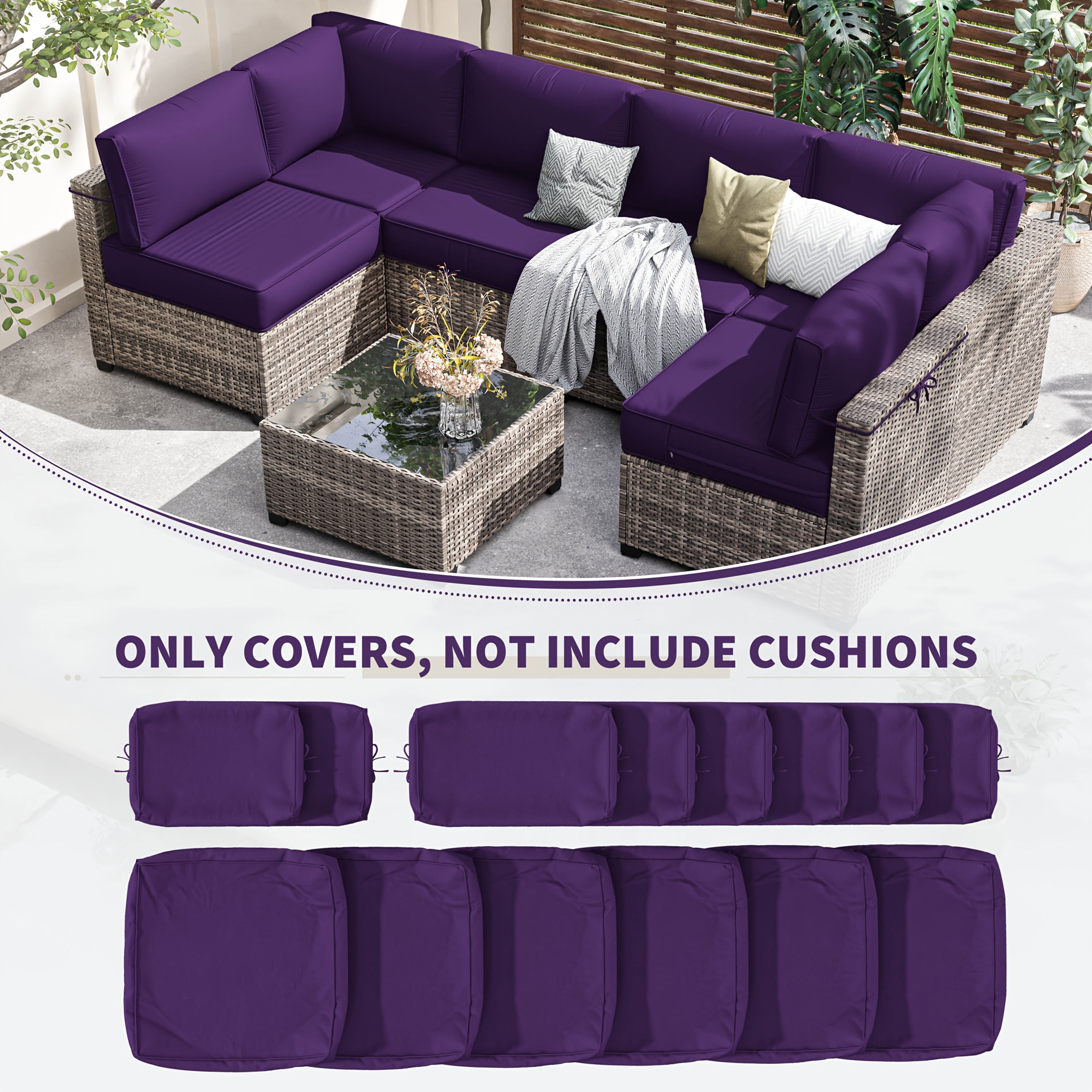 14pcs Outdoor Cushion Covers - - Outdoor Furniture Replacement Fabric 评论和价格