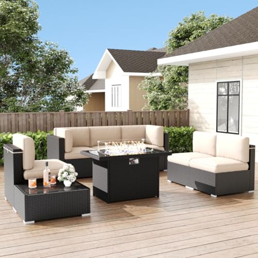Patio furniture set for outdoo - Outdoor Furniture Fire Pit Set 评论和价格