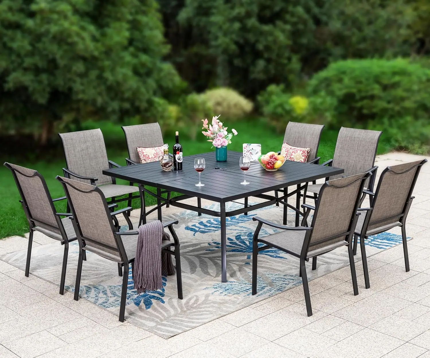Patio Dining Set 9 Pieces, 8 Q - Outdoor Furniture Quick Dry 评论和价格