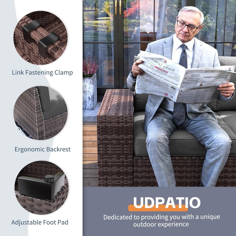 Sectional Sofa Set with Fire P - Outdoor Furniture And Fire Pit 评论和价格