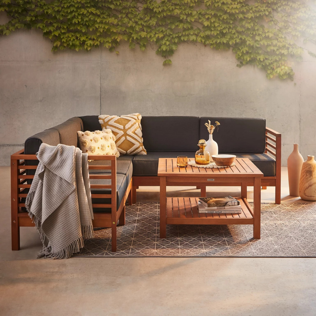 Modern Outdoor Teak Wood Sofa  - Outdoor Furniture Warehouse 评论和价格